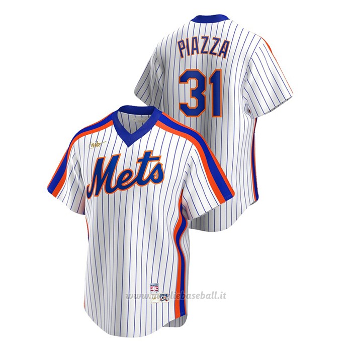 Maglia Baseball Uomo New York Mets Mike Piazza Cooperstown Collection Primera Bianco